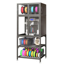 3D Printer Cabinet with Double Layer Filament Storage, Noise-Reducing Design, Black Metal, 28.9 x 23.2 inches
