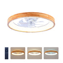 23.62'  Wood Flush Mount Ceiling Fans with Lights and Remote, 3000-6500K Dimmable Modern  LED Fan Light, 6 Speeds, Quiet DC Motor For Living room, Bedroom,Kitchen----Natural Wood+Matte White