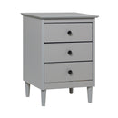 Classic Solid Wood 3-Drawer Nightstand – Grey