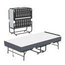 75' * 38' Folding Bed with Adjustable Headboard, 5' Memory Foam Rollaway Bed for Tall People, Heavy-Duty Portable Guest Bed on Wheels, Easy Assembly Twin Size Cot