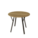 Modern Round Dining Table, Rustic Brown MDF Top with Black Metal Legs, 35.43 Inch Diameter for 2-4 People