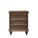 Farmhouse Nightstand with 4 Drawers, Wood Storage End Table with Hidden Pull-Out Shelf, Wood Feet and Metal Handle, Walnut Brown