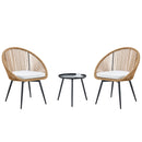 Modern 3-Piece Set: 17.7' Anti-Spill Round Coffee Table + 2 Rattan Swivel Chairs, Outdoor Patio Furniture for Tea Time.Suitable for Various Outdoor Venues.3-piece Set Packaged As A Single Package.