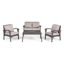 HONOLULU Modern 4PC PE Wicker Seating Set with Cushions Grey Durable Rattan