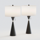 28' Modern Table Lamps Set of 2,Bedside Lamps with USB Charging Ports,Black Metal Hourglass Base with White Drum Shade for Living Room, Bedroom, House Bedside