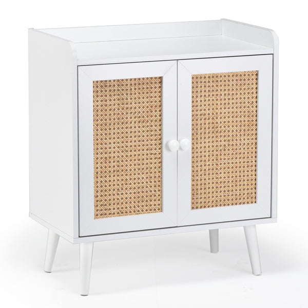 Sideboard Buffet Cabinet with Storage, Bar Liquor Cabinet with Rattan Decorated Doors, Credenza Console Tablefor Dining Room, Living Room,Hallway