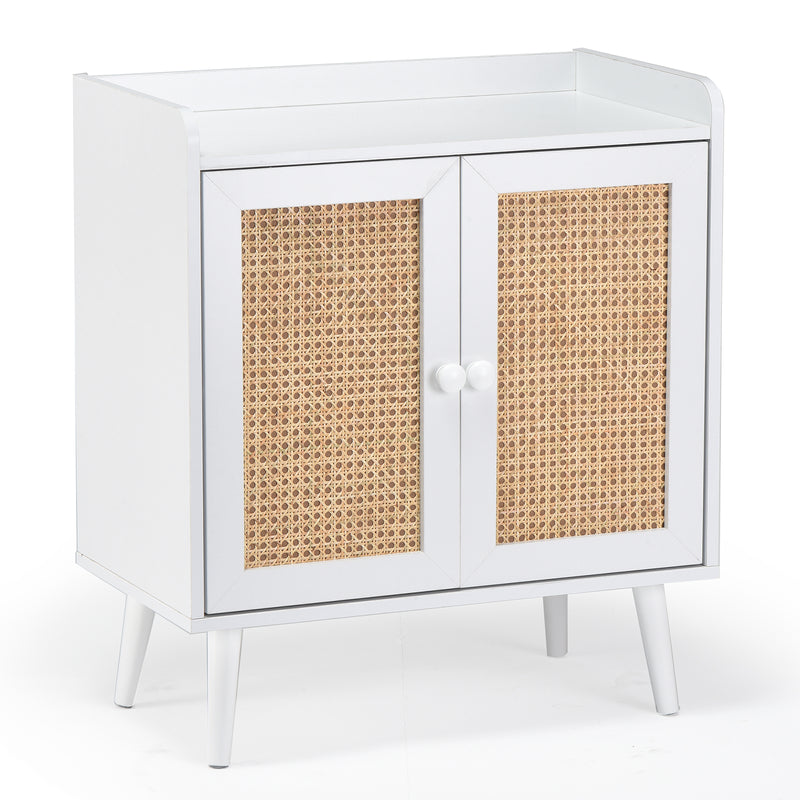 Sideboard Buffet Cabinet with Storage, Bar Liquor Cabinet with Rattan Decorated Doors, Credenza Console Tablefor Dining Room, Living Room,Hallway