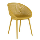 Two-piece durable single chair with mesh hollow-out design, Yellowish brown, 23.23*23.23*30.91 (in), Polypropylene