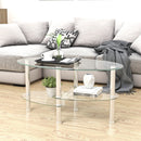 Modern Transparent Oval Glass Coffee Table with Stainless Steel Legs and 3-Layer Design for Living Room
