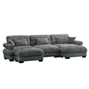 Modern U Shape Modular Sectional Sofa with Movable Ottomans, Waist Pillows, and Bolstered Armrests in Grey Velvet
