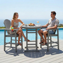 3-Piece Gray HDPE Indoor/Outdoor Bar Height Bistro Set, 31.1' Round Pub Table with 2 Bar Stools, All-Weather Patio Furniture for Balcony, Deck, Poolside & Coastal Use