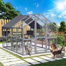 Outdoor Cat House Cat Enclosures 110' Large Kitten Playpen with Platforms,Upgrade Waterproof Cover-grey