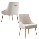 Height-adjustable classic style velvet dining room/bedroom chairs, set of 2, white