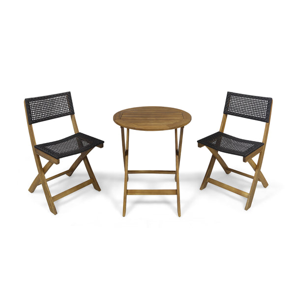 Evergreen Outdoor Dining Set with Dining Table and 2 Chair, Brown