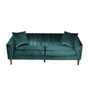 Contemporary 3-Seater Sofa with Button Tufted Design in Teal Velvet, 84.50 Inch