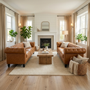 FX-P80PB-PULB-2PC SOFA 2 Piece PU Sofa Set for Living Room,Traditional Tufted Couch with Rolled Armrests,Removable Cushions,High Resilience Foam Seating and Wooden Legs,Camel Brown Furniture Set