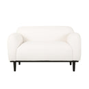 Sway Upholstered Loveseat with Wood Legs and Round Arms, White