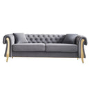 Chesterfield Modern Tufted Velvet Living Room Sofa, 84.25''W Couch,Light Grey