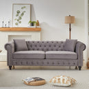FX 85.5'Living Room with velvet Chesterfield Sofa with Rolled Arms 3 Seater Sofa with Button Design and 2 Cushions for Apartment, Office, Living Room W1926S00063