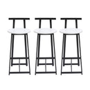 Modern Bar Stools with Backrest for Kitchen Island or Pub Room, Metal Frame, Black & White, Set of 3