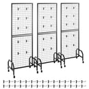3 Packs Grid Wall Panels, 1.9 x 5.4 ft Wire Grid Panels Display Rack, Movable Art Display Shelf with Wheels and 30 Hooks, Black Carbon Steel Gridwall for Craft Show, Decor, Storage, Notice Board