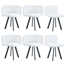 Stylish White Modern PU Dining Chair Set of Six - Minimalist Design, Durable & Comfortable