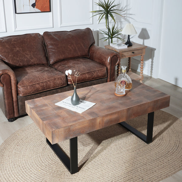 Rustic Industrial Wood Coffee Table, 47.2*23.5x18' Wood Coffee Table, Handcrafted Table