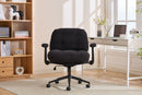 Cross Legged Office Chair with Flip-Up Arms, Adjustable Height Swivel Desk Chair, Wider & Thickened Cushion Ergonomic Rolling Chair for Home Office, Vanity, Study,Black.