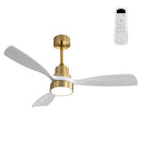 (Same as W882P195902) 48 Inch Wood Ceiling Fan With 3 Solid Wood Blades Remote Control Reversible DC Motor For Living Room
