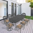 9-Piece All-Weather Cast Aluminum Dining Set, Include 2 Swivel Chairs,6 Dining Chairs and Oval Table With Black Frame (same sku:W1710S00379)