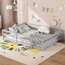Full Size Floor Bed, Montessori Floor Bed with Fence, Kids Montessori Bed Full Size, Wood Montessori Floor Bed for Kids, Girls, Boys,GRAY.