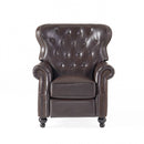 Contemporary Style Push Back Recliner with Button-Tufted Stitching and Nailhead Trim in Dark Brown PU