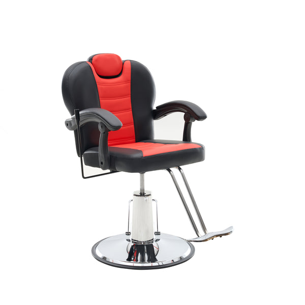 102°-140°Reclining Barber Chairs for Barbershop, Heavy Duty Hydraulic Pump 360°Swivel Salon Chair for Hair Stylist -Upgrade Red