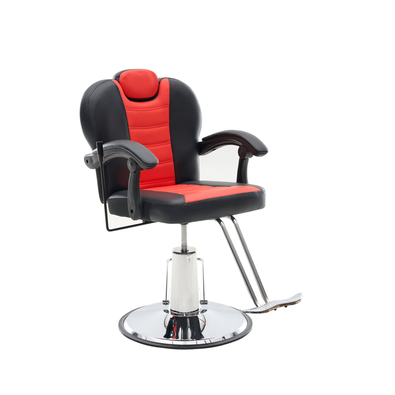102°-140°Reclining Barber Chairs for Barbershop, Heavy Duty Hydraulic Pump 360°Swivel Salon Chair for Hair Stylist -Upgrade Red