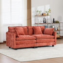 Cloud Sofa LoveSeat (Ottoman is not included), Modern Sectional Couch, for Living Room Bedroom and Apartment, Comfy Double Layer Upholstered Seat Cushion, Breathable Chenille Fabric,Orange,SS5012OG