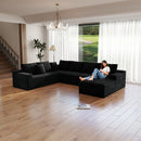 131.9*104.3'Modular sectional sofa seat,Upholstered compressed couch for living room,Bedroom,Apartment,No assembly required,4 PC free combination,Plush corduroy fabric,BLACK