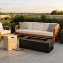 U_STYLE 2-Piece Fire Pit Set: 41.9' Propane Fire Pit (40,000 BTU) with Burner & Lava Rocks and  15.75' MGO Tank Cover Table for 20 lb Tank, Waterproof Cover, for Patio & Backyard