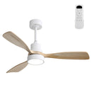48 Inch Indoor Ceiling Fan With Light 3 Solid Wood Blades Remote Control Reversible DC Motor For Living Room
