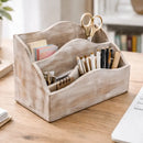 Desk Organiser Handmade Mango Wood White Wash
