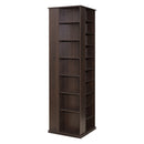 Media Storage Cabinet, CD Rack Tower, 34 Compartments Rotating Media Tower Rack for CDs, DVDs, Books and Game Discs, DVD Stand for Living Room, Home Office and Recording Room, Brown