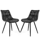Black Faux Leather Upholstered Dining Chair Set of 2 with Metal Legs, Thick Foam Cushion & Ergonomic Backrest