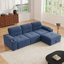 Modern L-shaped sectional sofa, 105-inch cloud sofa, adjustable backrest, 4-seat comfortable cotton fabric with a movable ottoman, available in two colors, suitable for bedrooms and apartments.