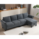 [NEW ARRIVED]   [VIDEO PROVIDED]Convertible Sectional Sofa with Storage,L-shaped sofa,Four-seater sofa,Modern Linen Fabric Sectional Couches for Living Room,Gray