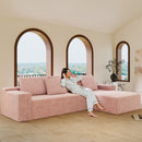 104.3*68.9'Modular sectional sofa seat,Upholstered compressed couch for living room,Bedroom,Apartment,No assembly required,2PC free combination,Plush corduroy fabric,PINK