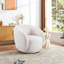 Swivel Accent Chair, Boucle Fabric Upholstered Barrel Chair, Single Sofa Single Armchair for Living Room