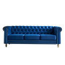 Chesterfield Velvet Sofa 84.65 inch for Living Room BLUE Color