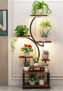 8-Tier Indoor Plant Stand with Grow Lights, 61 in S-Shaped Metal Shelf for Multiple Plants, Black