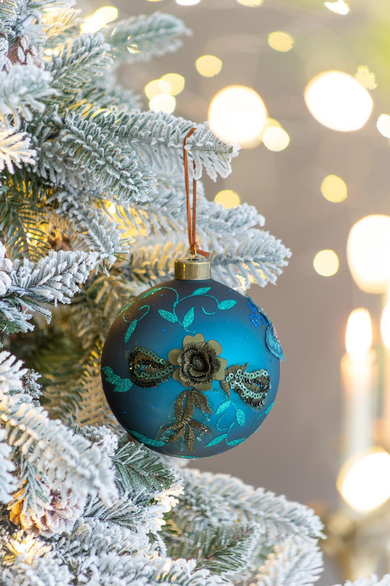 D4.7' Christmas Ball Ornaments, Glass Decorative Hanging Ball Christmas Tree Ornaments for Holiday Party Decorations, Set of 4