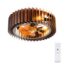 20' Modern Flush Mount Fan Light,Ceiling Fans with Lights(NO INCLUDED BULBS) and Remote Control, 6 Speeds, Quiet DC Motor For Living room, Bedroom,Kitchen--Walnut