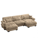Modern U Shape Modular Sectional Sofa Couch with Movable Ottomans, Camel Velvet, Convertible L Shaped Living Room Sofa